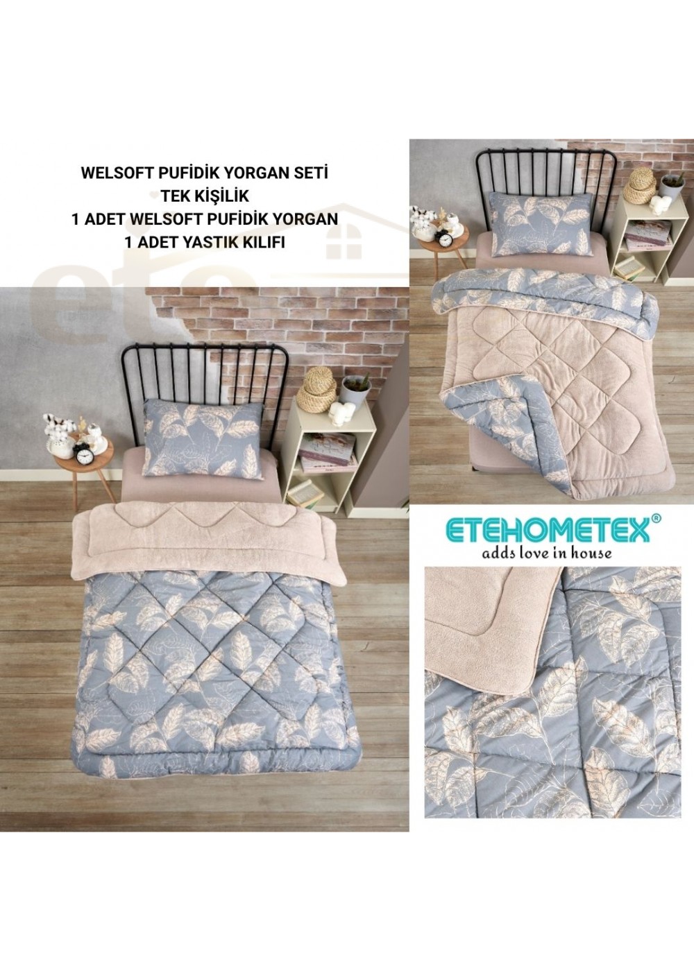 ETE HOMETEX TEK KİŞİLİK LÜX WELSOFT YORGAN ARİNA BEJ 155X215CM 8696474231848 ETE HOMETEX TEK KİŞİLİK LÜX WELSOFT YORGAN ARİNA BEJ 155X215CM 8696474231848
